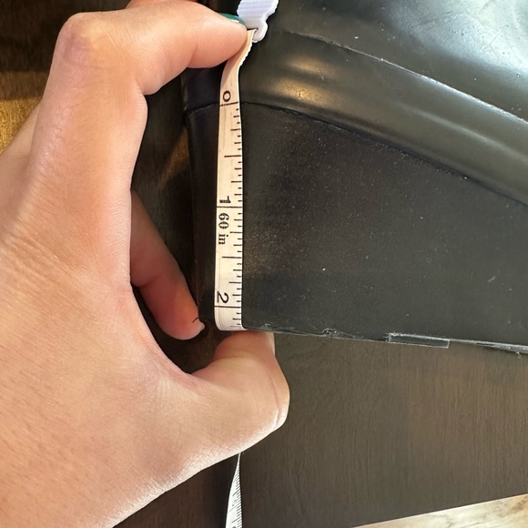 Black Wedged Rain Boots with Bow Size 9 - Picture 3 of 5